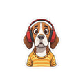 The Startled Hound - Beagle with Headphones Kiss-Cut Vinyl Sticker