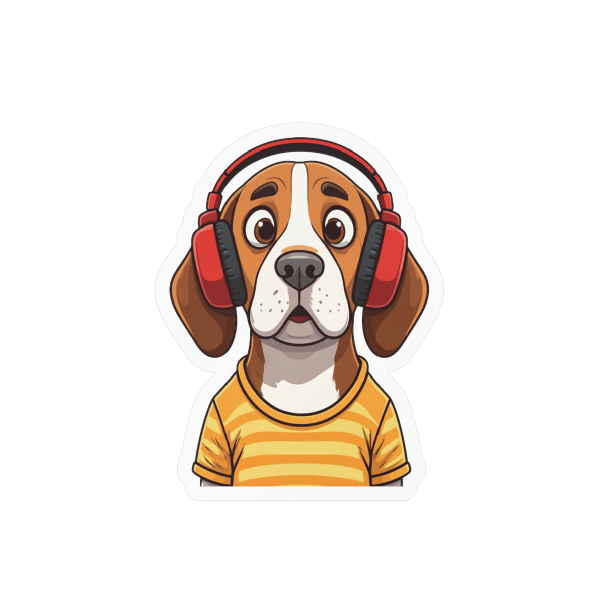 The Startled Hound - Beagle with Headphones Kiss-Cut Vinyl Sticker
