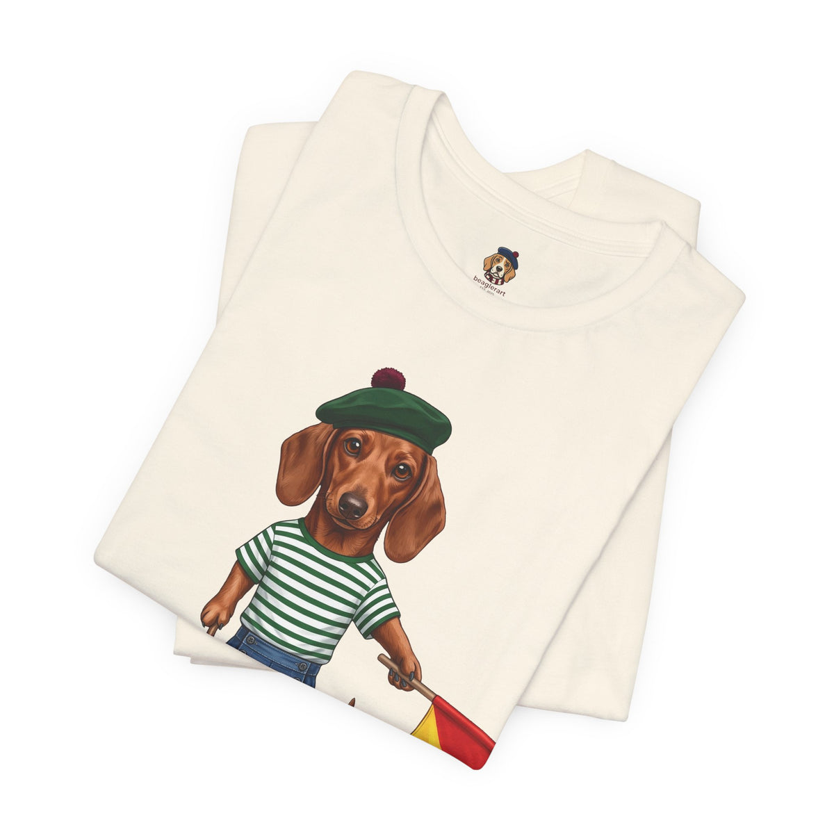 Semaphore Dachshund Graphic Unisex T-Shirt – Letter B | Maritime Signal Dog Tee