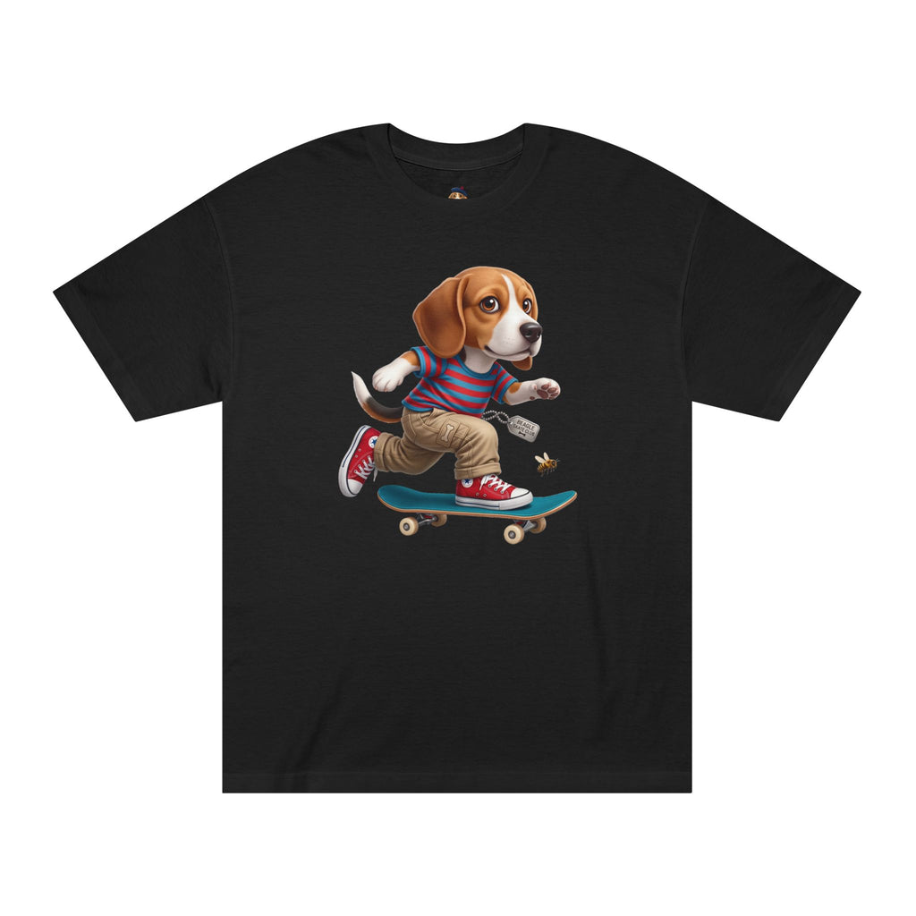 Skateboarding Beagle Unisex T-Shirt – Retro Skate Dog Graphic Tee