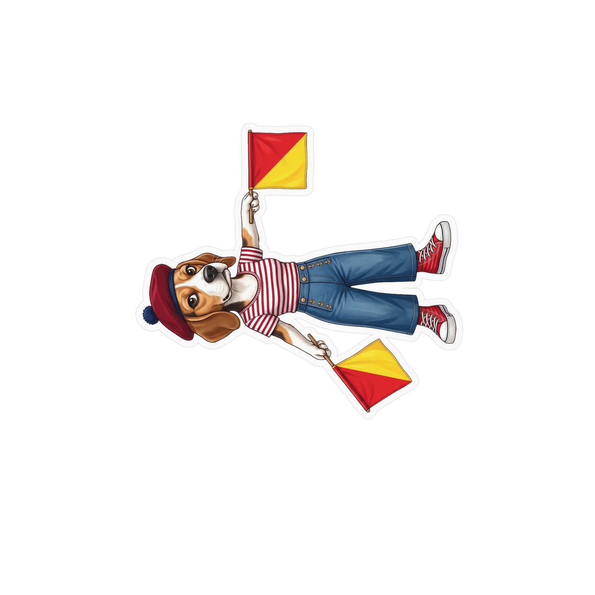 Semaphore Beagle ‘M’ Kiss-Cut Vinyl Sticker | Dispatches from Australia