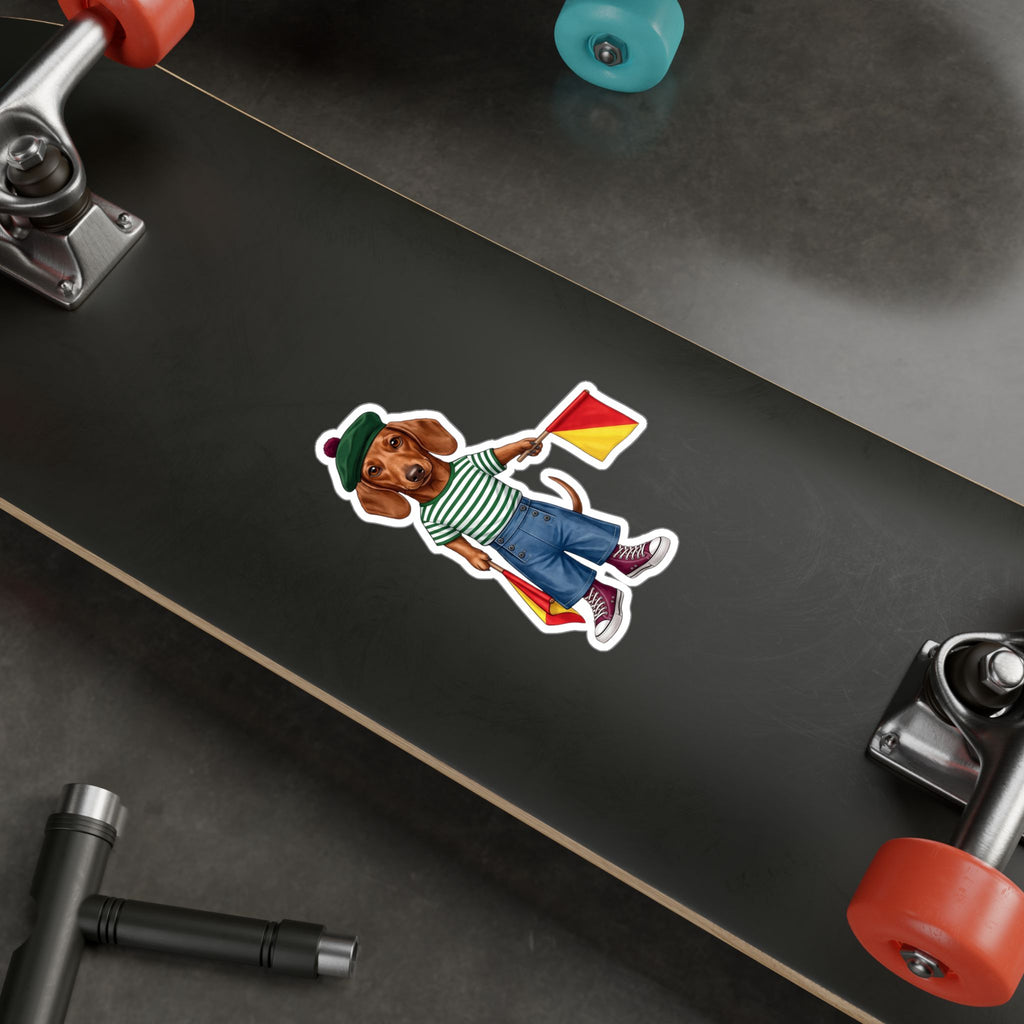 Semaphore Dachshund Vinyl Sticker - Letter B