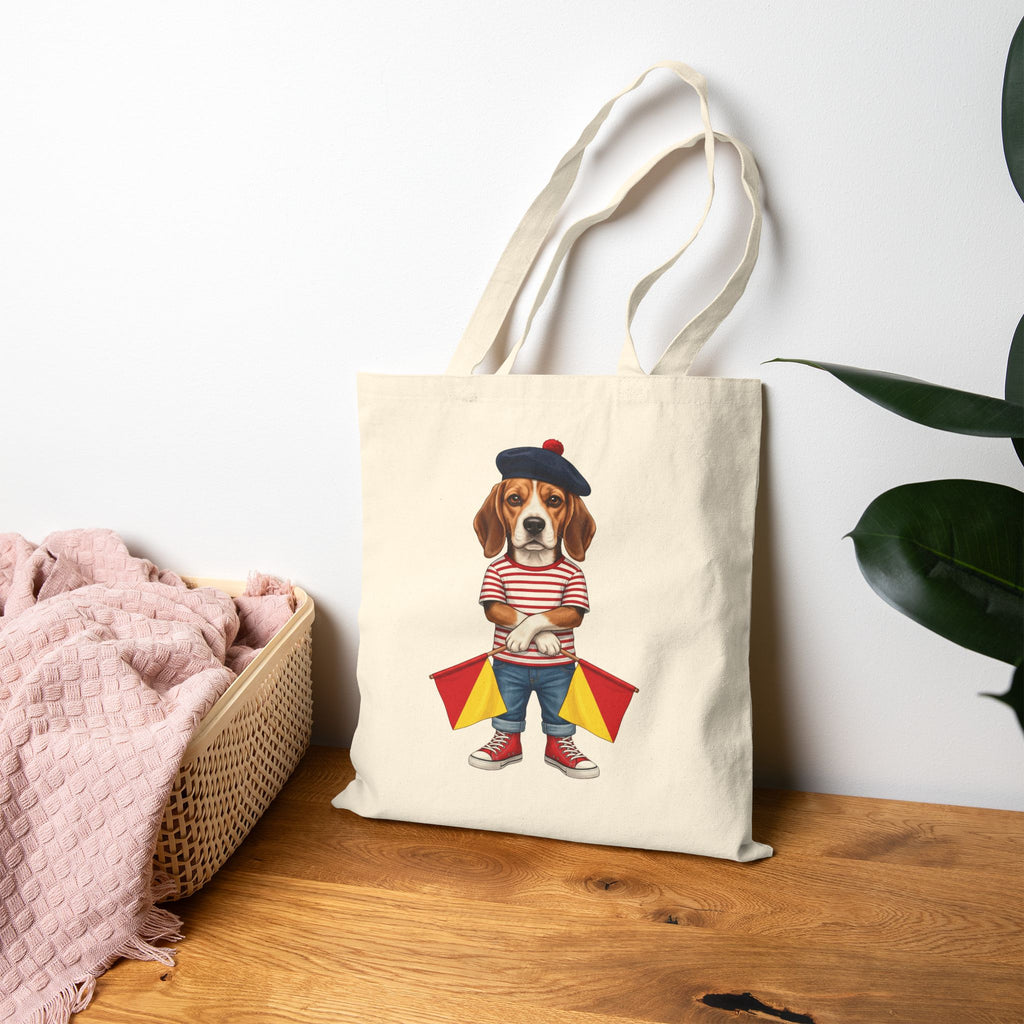 "Hard Stop" Semaphore Beagle Canvas Tote