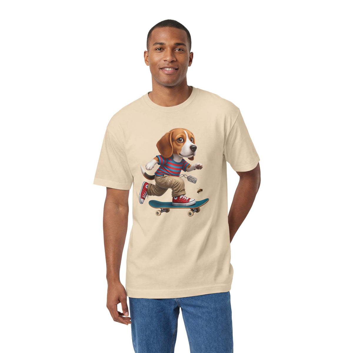 Skateboarding Beagle Unisex T-Shirt – Retro Skate Dog Graphic Tee