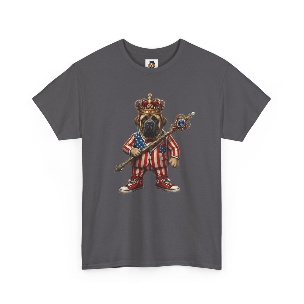 No Kings tee — Stars & Stripes American Mastiff in Crown (Democracy Reminder)