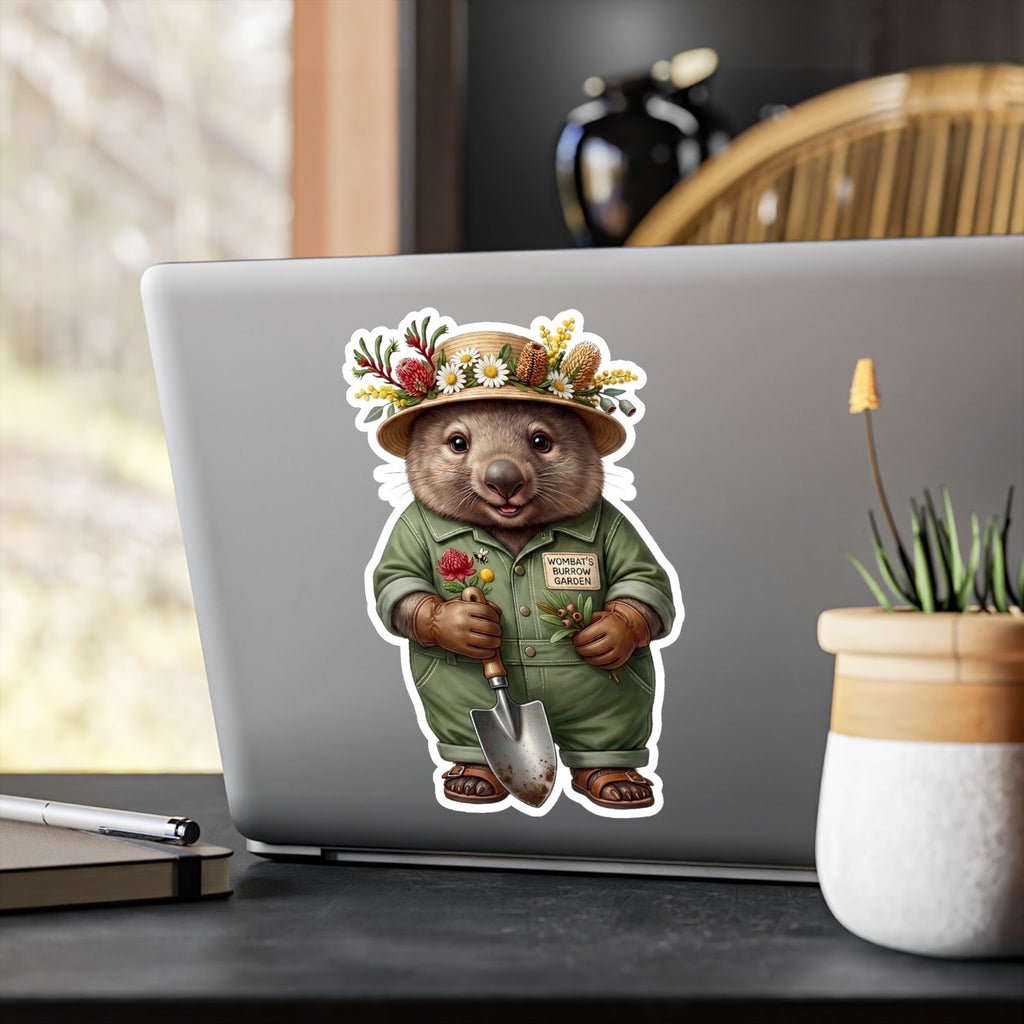 Wombat Gardener Kiss-Cut Vinyl Sticker