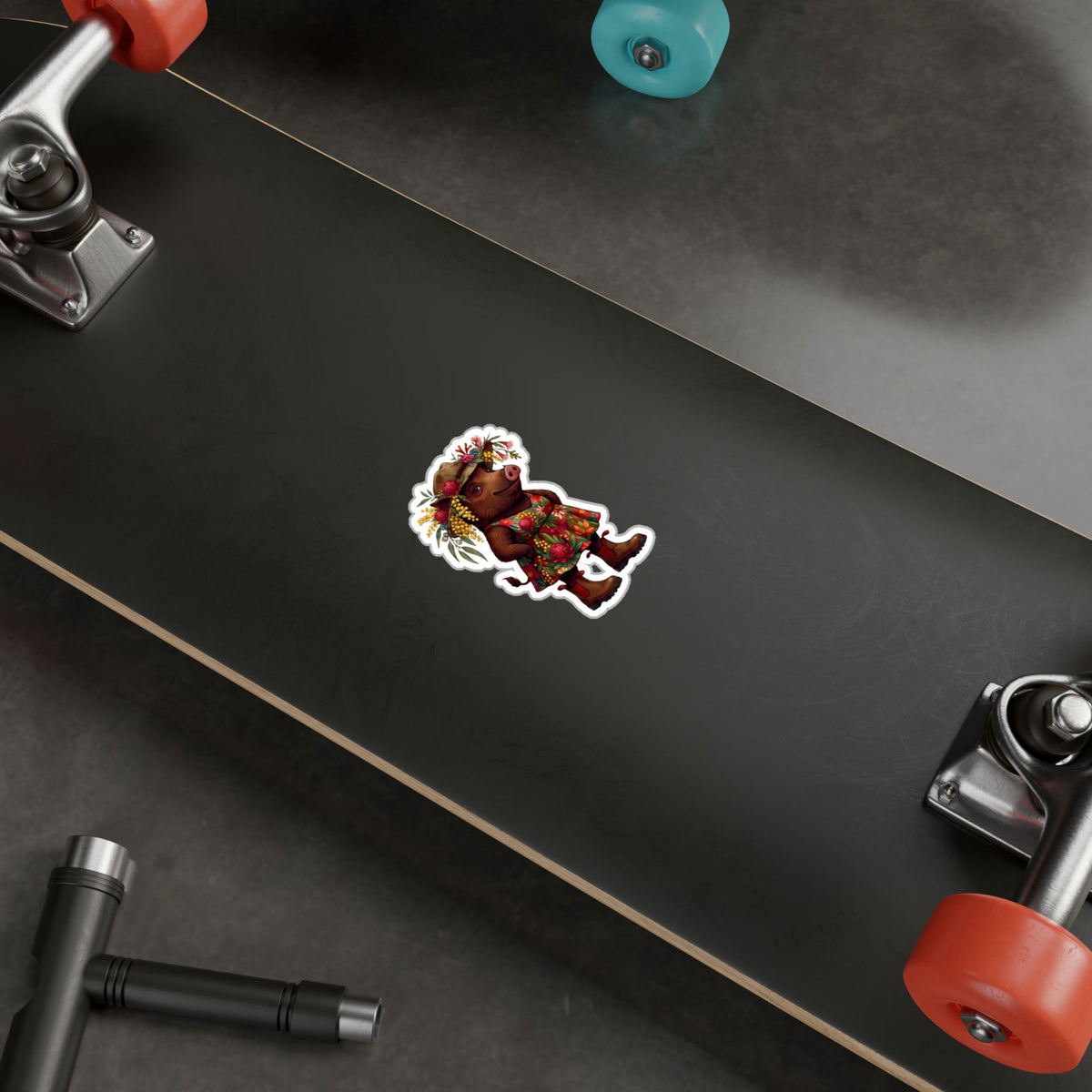 Boho Floral 'Bush Pig' Kiss-Cut Vinyl Sticker