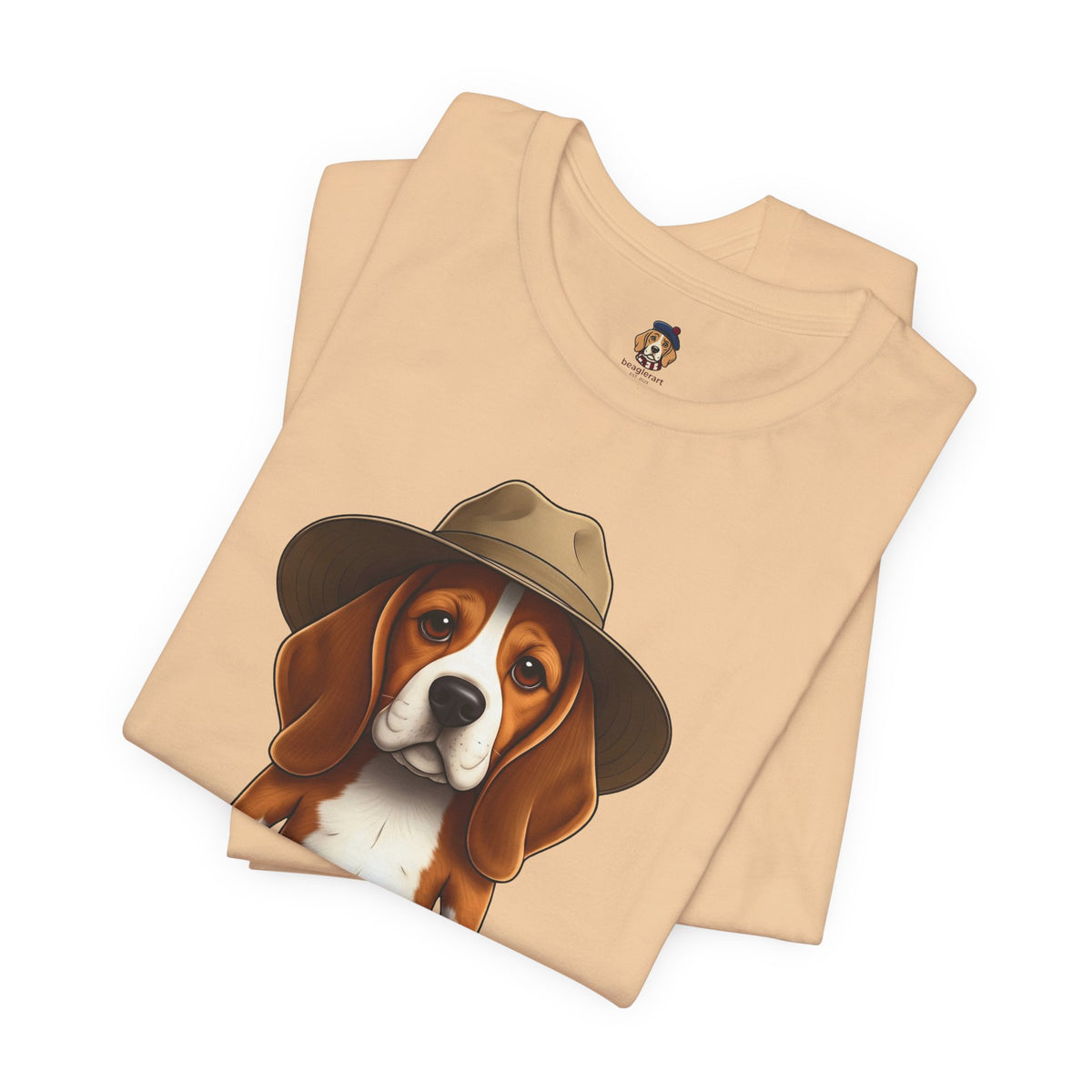 Beagle Aussie Summer Tee - Cute Dog in Akubra Hat & Australian Flag Shorts