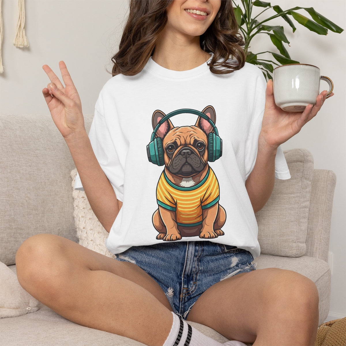 Unbothered Beats  - The Retro French Bulldog Tee