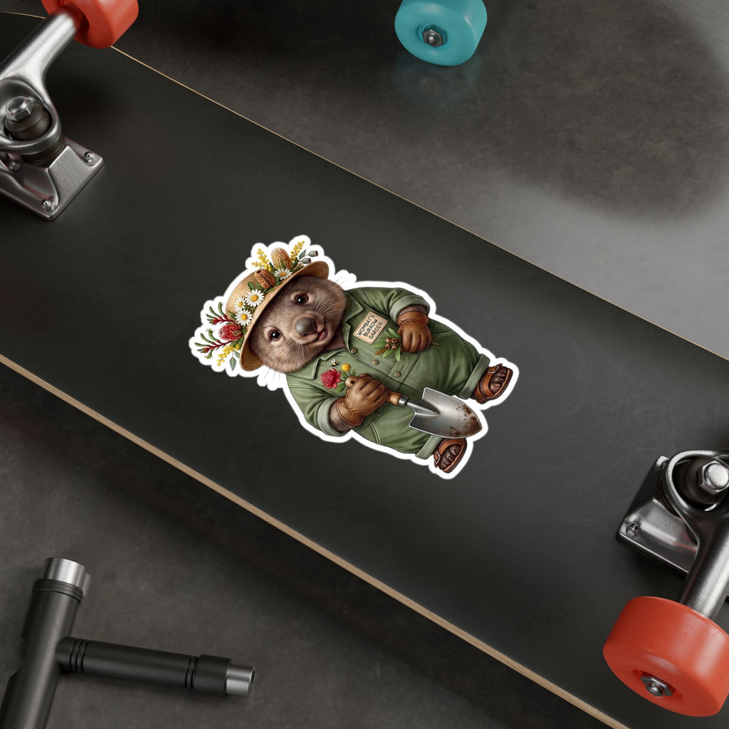 Wombat Gardener Die-Cut Vinyl Sticker - Weatherproof Australian Native Botanical Decal