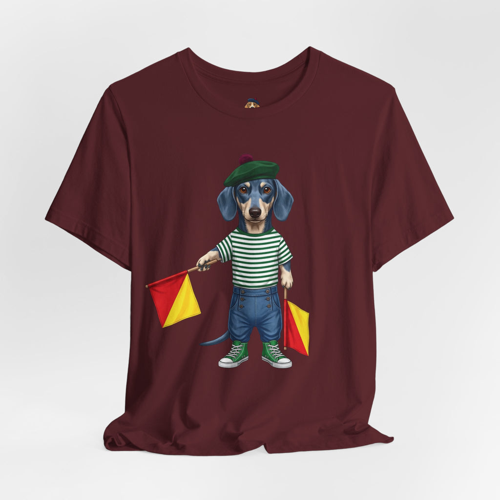 A is for Ayers Rock: Blue Dachshund Semaphore Graphic Tee