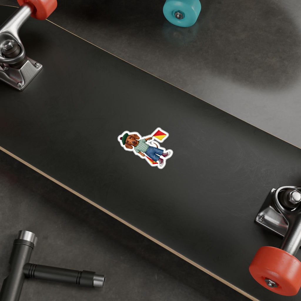 Semaphore Dachshund Vinyl Sticker - Letter B