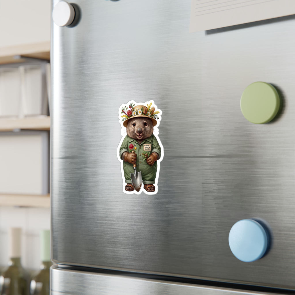 Wombat Gardener Die-Cut Vinyl Sticker - Weatherproof Australian Native Botanical Decal