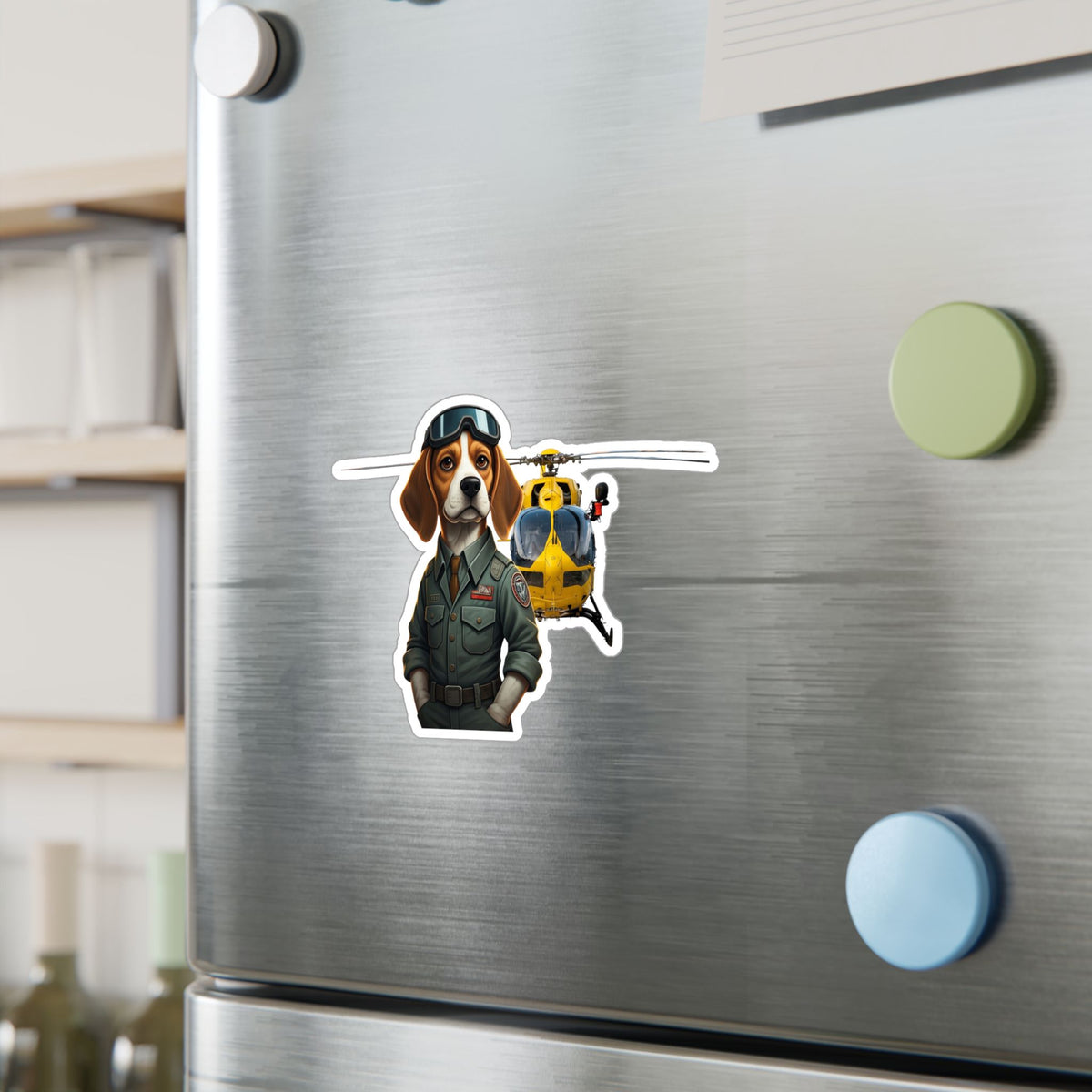 Pilot Beagle Sticker — Vintage Helicopter Pilot Kiss-Cut Vinyl Decal