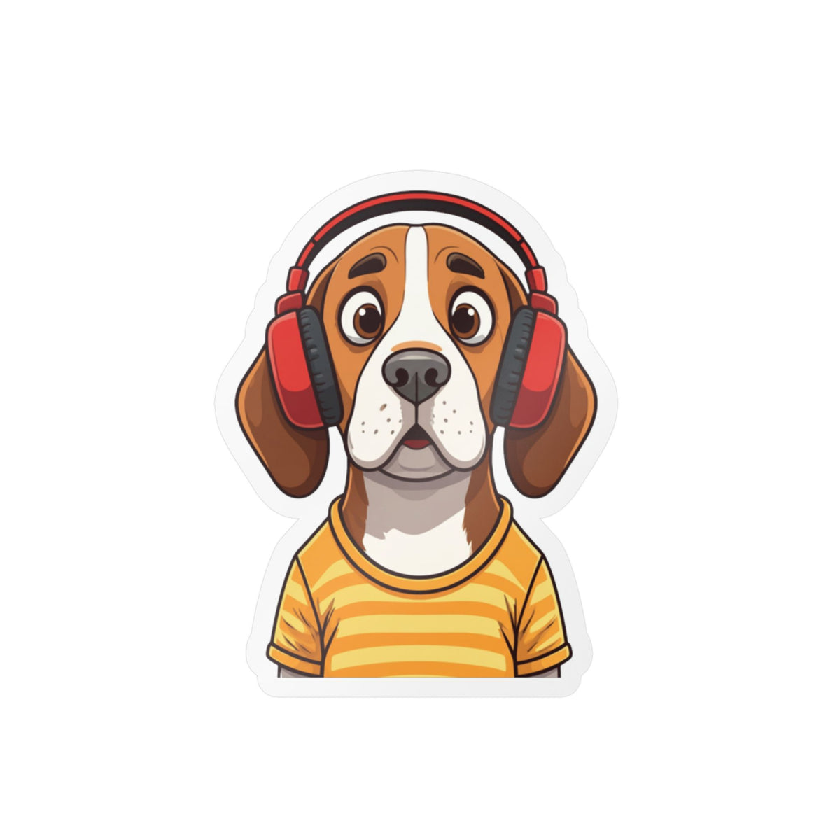 The Startled Hound - Beagle with Headphones Kiss-Cut Vinyl Sticker