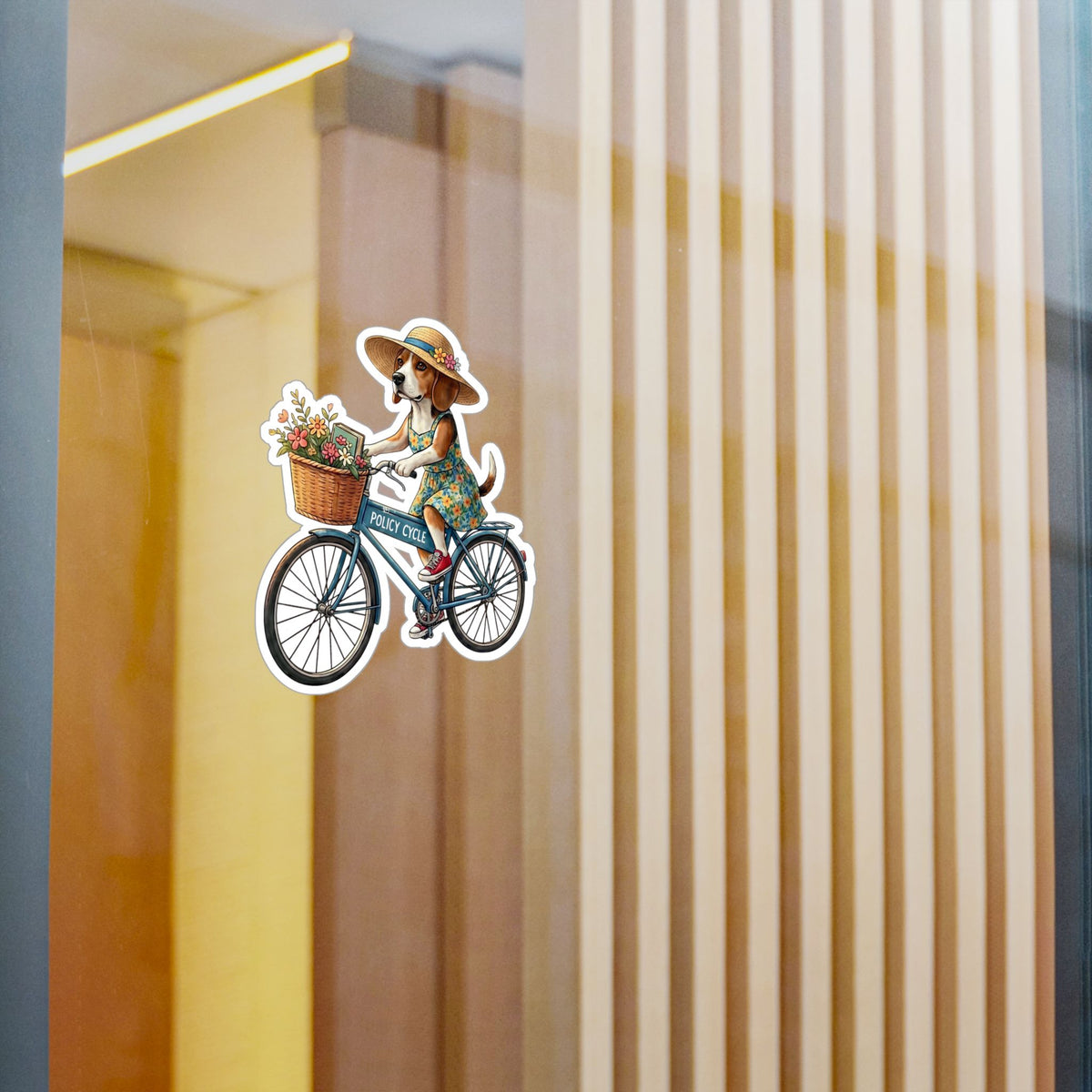 Policy Cycle Dog on Bicycle Vinyl Decal