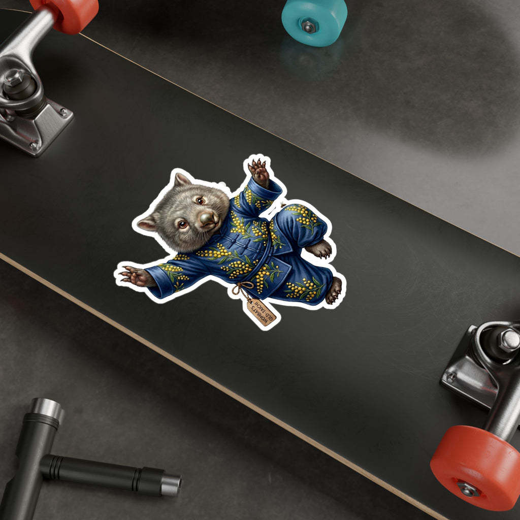 Wombat Tai Chi Artist Vinyl Sticker — Cute Kung Fu Animal Kiss-Cut Decal