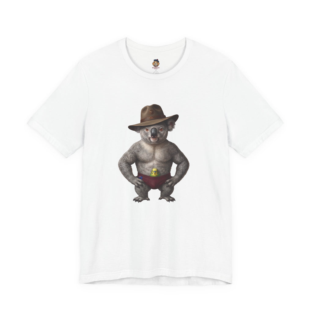 The Budgie Smuggler Koala Graphic Tee: Funny Aussie Slang Apparel