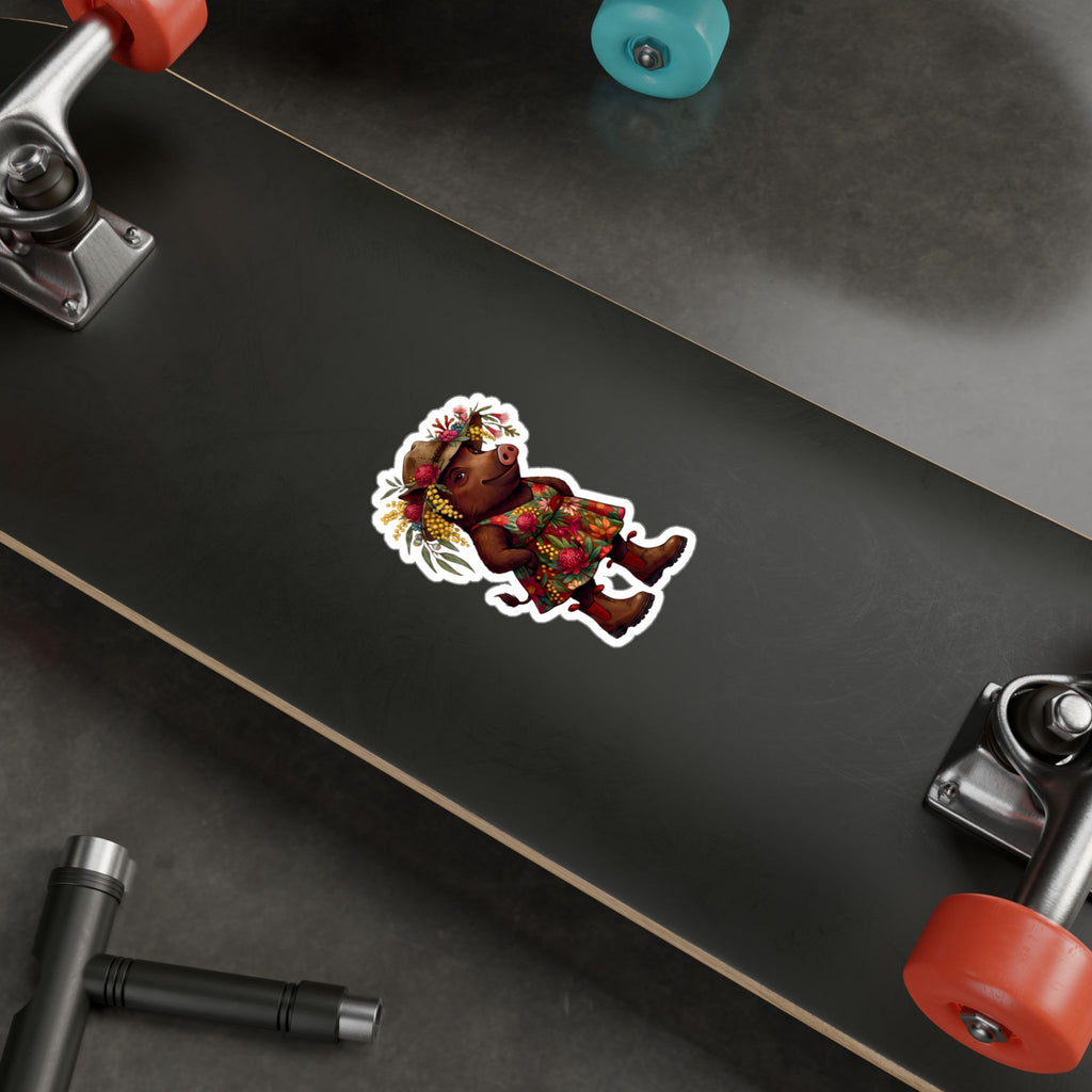 Boho Floral 'Bush Pig' Kiss-Cut Vinyl Sticker