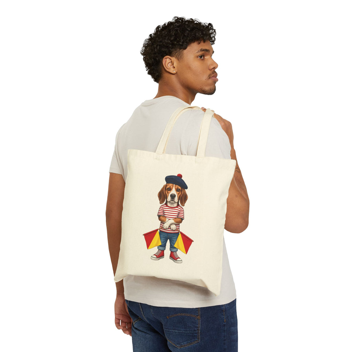 "Hard Stop" Semaphore Beagle Canvas Tote