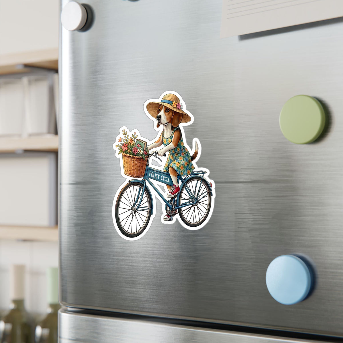 Policy Cycle Dog on Bicycle Vinyl Decal