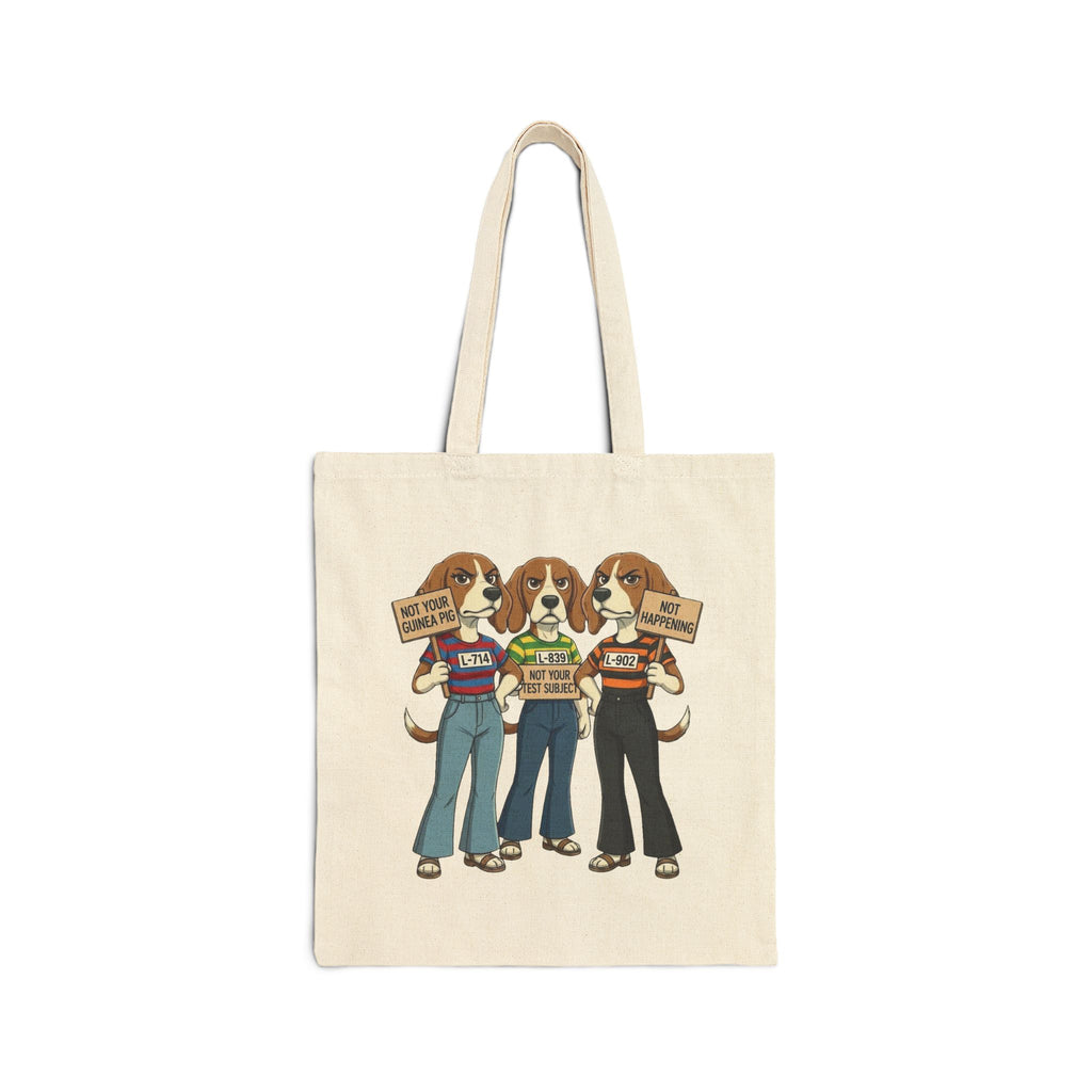 Retro Beagle Freedom: End Animal Testing Vintage Graphic Canvas Tote Bag