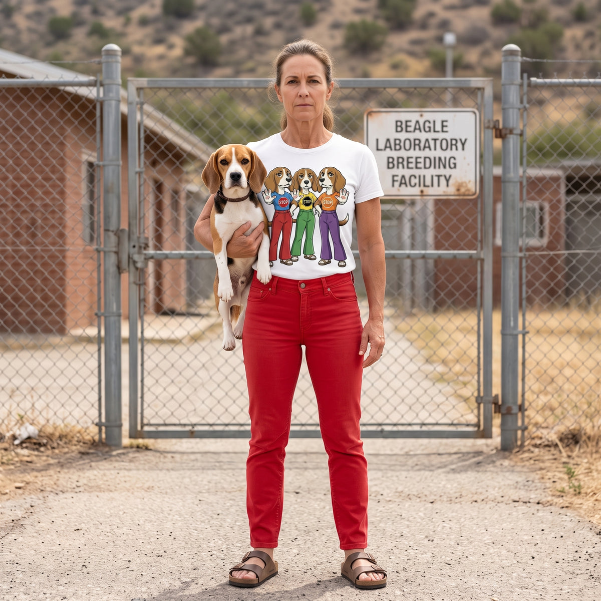 Beagle Stop Sign Trio T-Shirt — Say No to Gender Violence