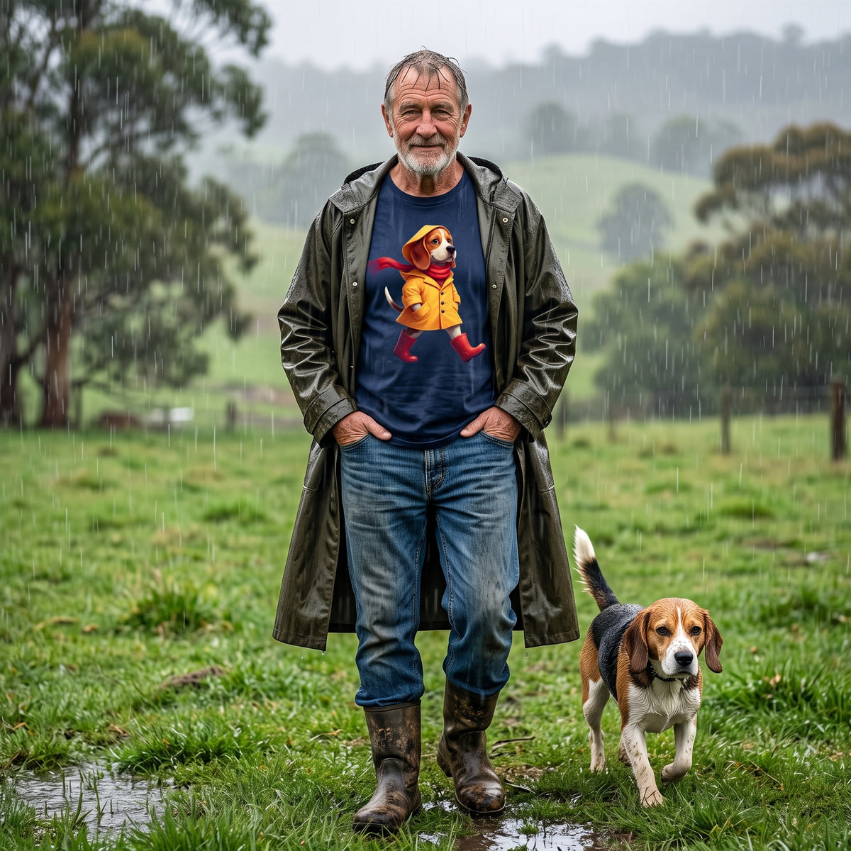 Whatever the Weather - The Obi Raincoat Unisex Beagle Tee