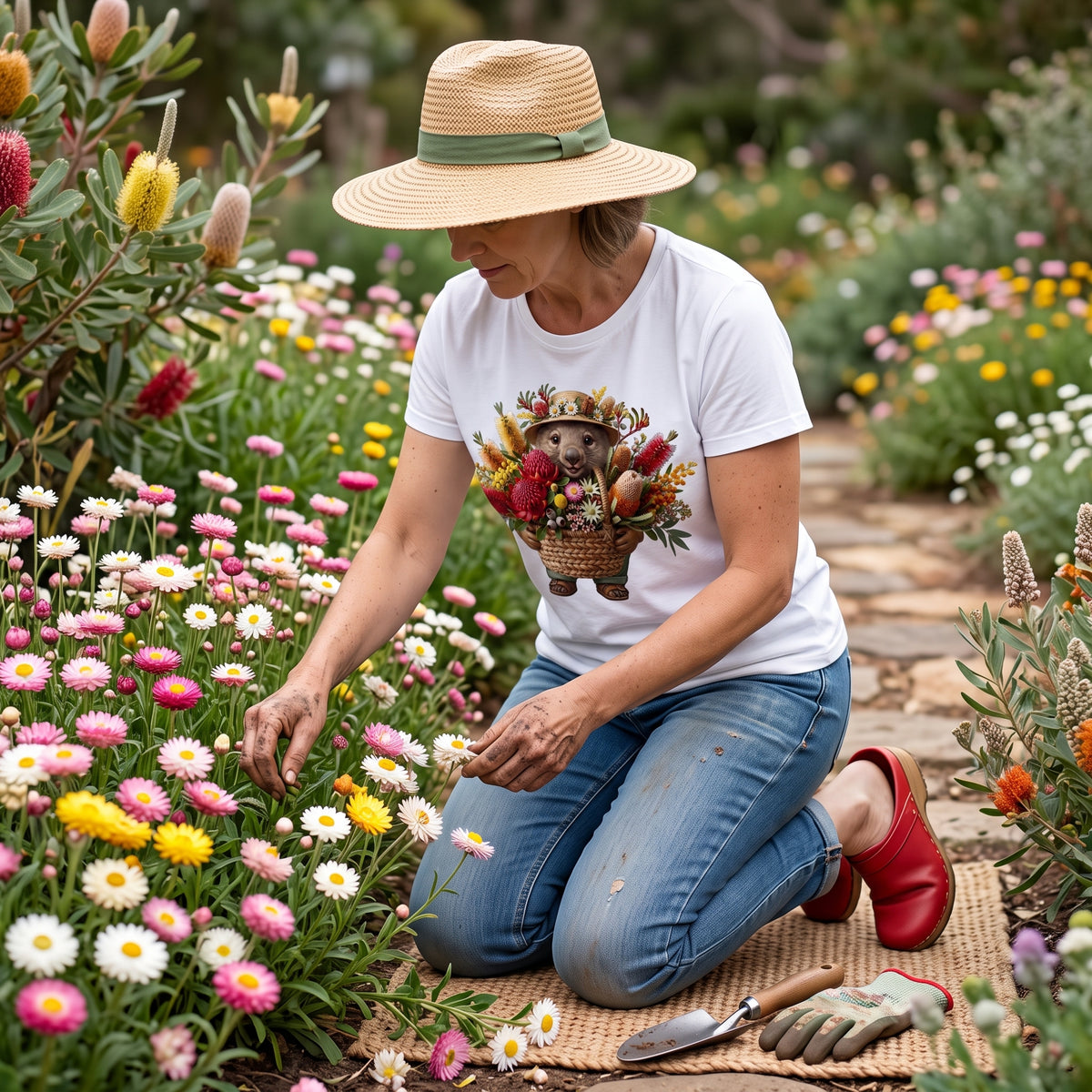 Blooms & Burrows - The Master Gardener Wombat Tee