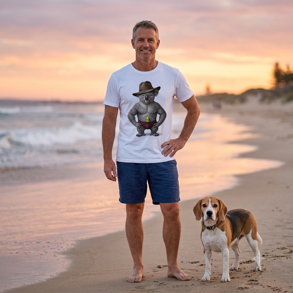 The Budgie Smuggler Koala Graphic Tee: Funny Aussie Slang Apparel