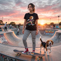Skateboarding Beagle Unisex T-Shirt – Retro Skate Dog Graphic Tee