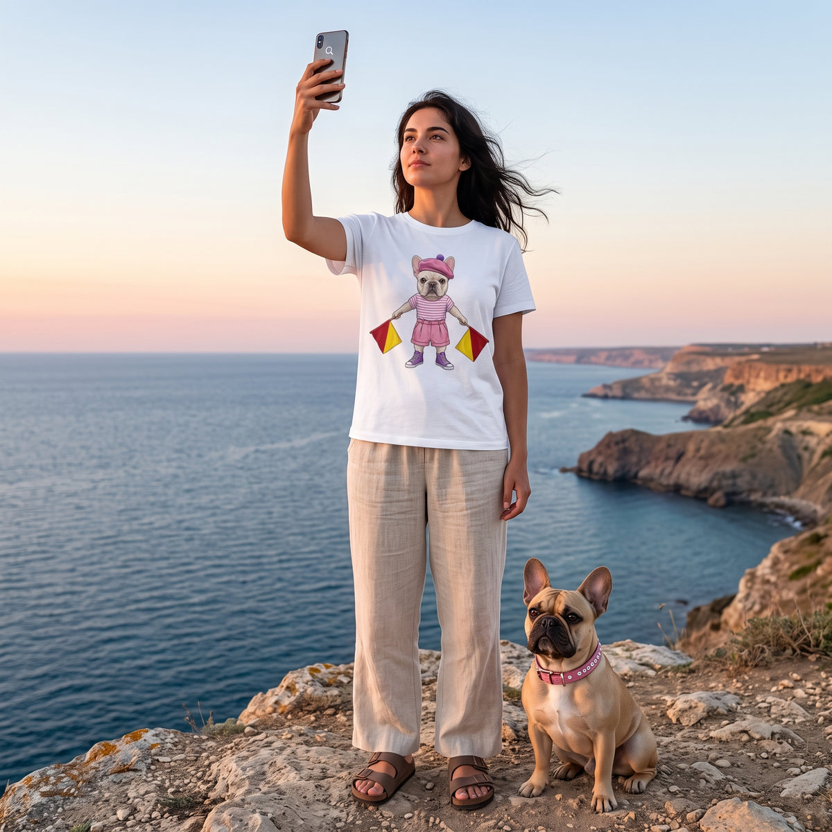 The Signal Frenchie: Semaphore Letter "M" Graphic Tee – Chic Analog Survival Wear