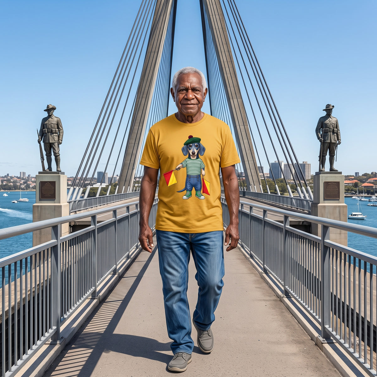A is for Ayers Rock: Blue Dachshund Semaphore Graphic Tee