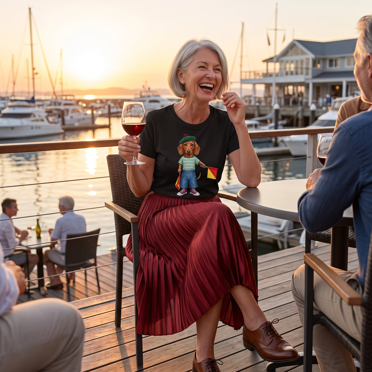 The Nautical Dachshund Graphic T-Shirt | Semaphore Signal Maritime Dog Tee