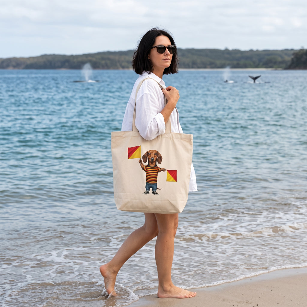Letter J Dachshund Semaphore Tote – Dispatches from Australia Market Bag