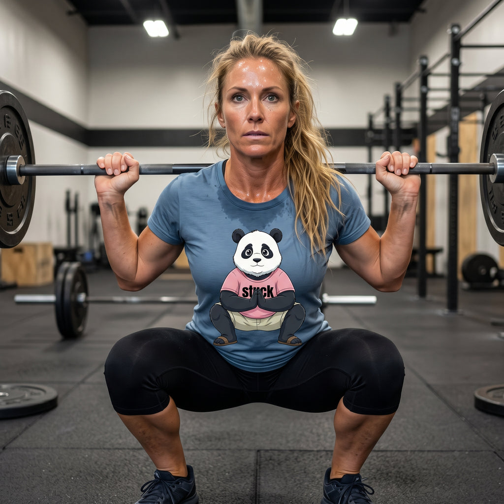 Stuck Panda Graphic T-Shirt – Zen Yoga Malasana Squat Tee