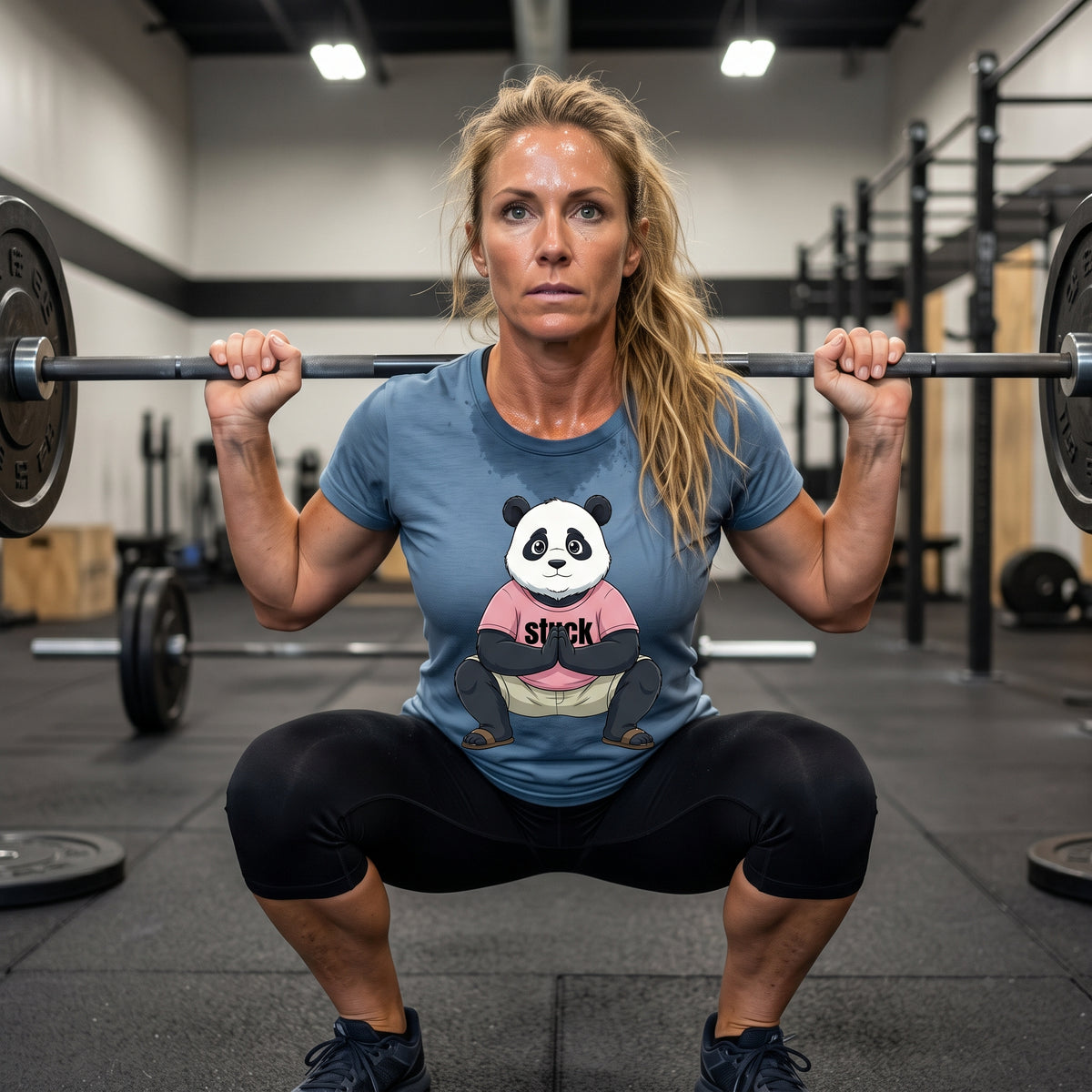 Stuck Panda Graphic T-Shirt – Zen Yoga Malasana Squat Tee