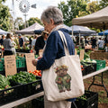 Wombat Gardener Canvas Tote Bag - Australian Flora & Fauna Botanical Market Tote