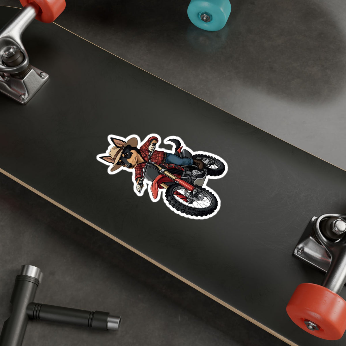 Dirt Bike Kelpie Vinyl Sticker — Kiss-Cut Decal for Helmets, Laptops & Water Bottles
