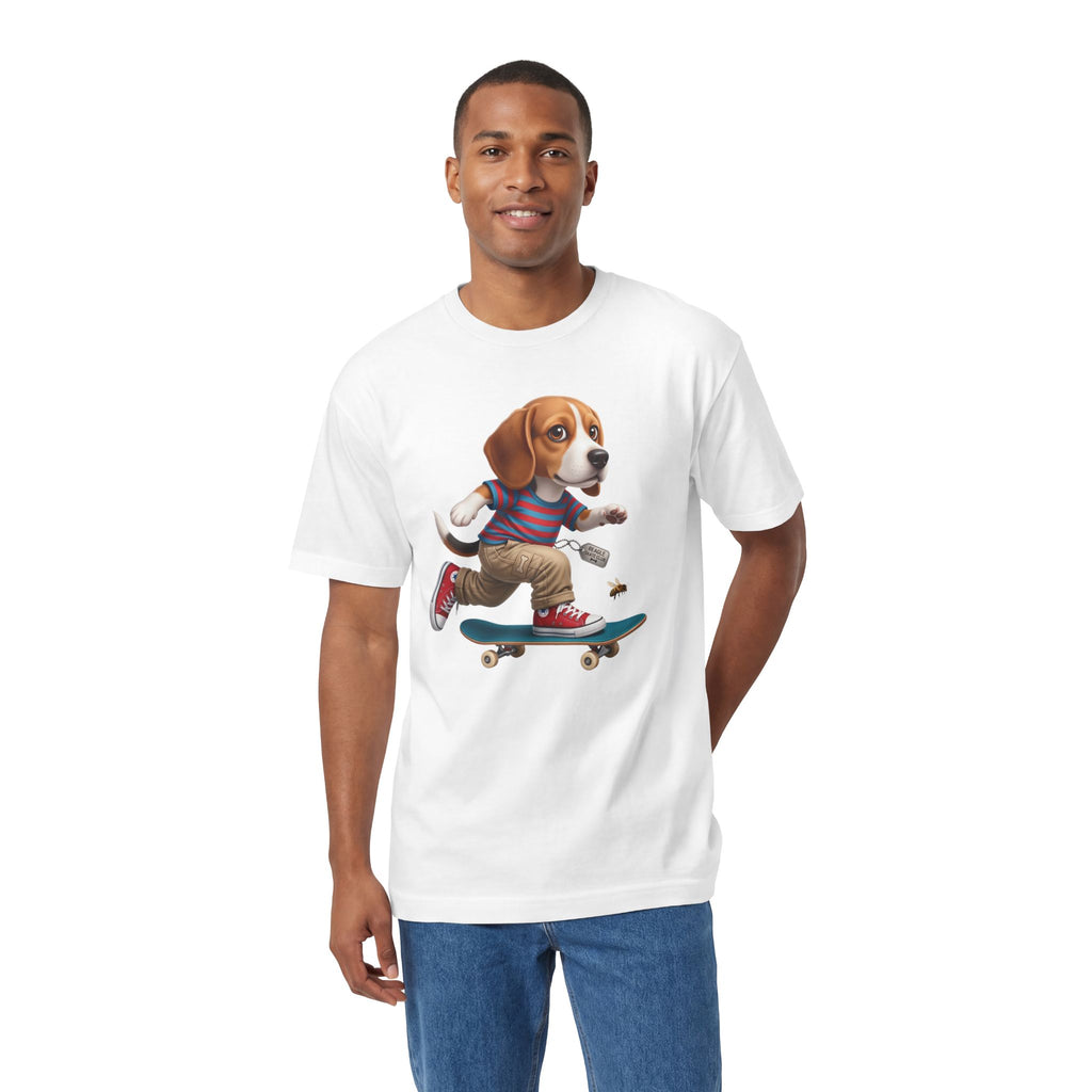 Skateboarding Beagle Unisex T-Shirt – Retro Skate Dog Graphic Tee