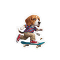 Skateboarding Beagle Sticker — Cute Vinyl Kiss-Cut Decal for Laptops, Water Bottles & Windows