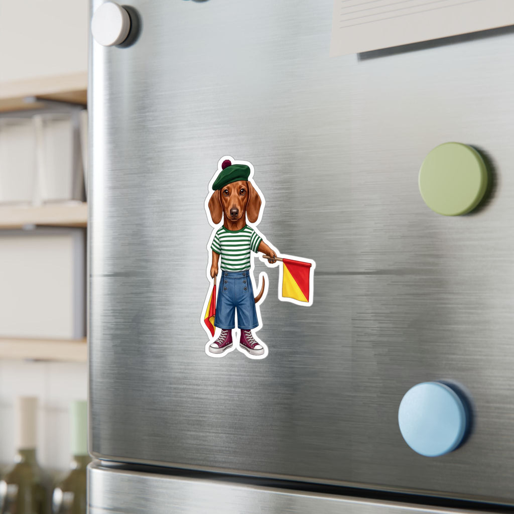 Semaphore Dachshund Vinyl Sticker - Letter B