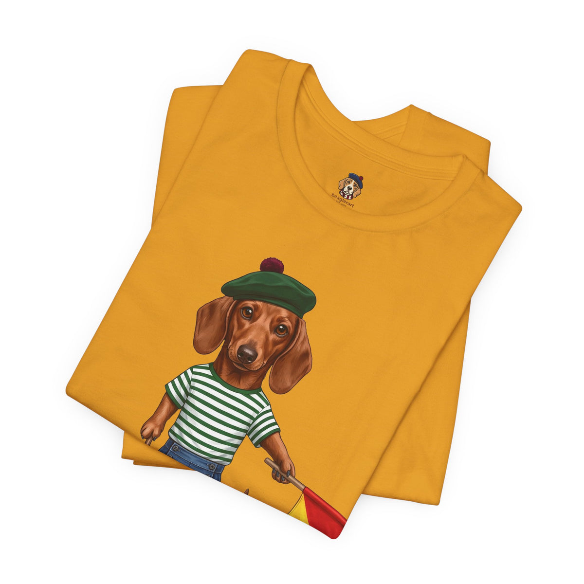 Semaphore Dachshund Graphic Unisex T-Shirt – Letter B | Maritime Signal Dog Tee
