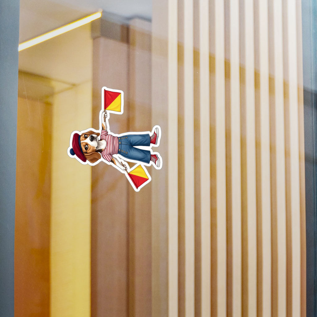 Semaphore Beagle ‘M’ Kiss-Cut Vinyl Sticker | Dispatches from Australia