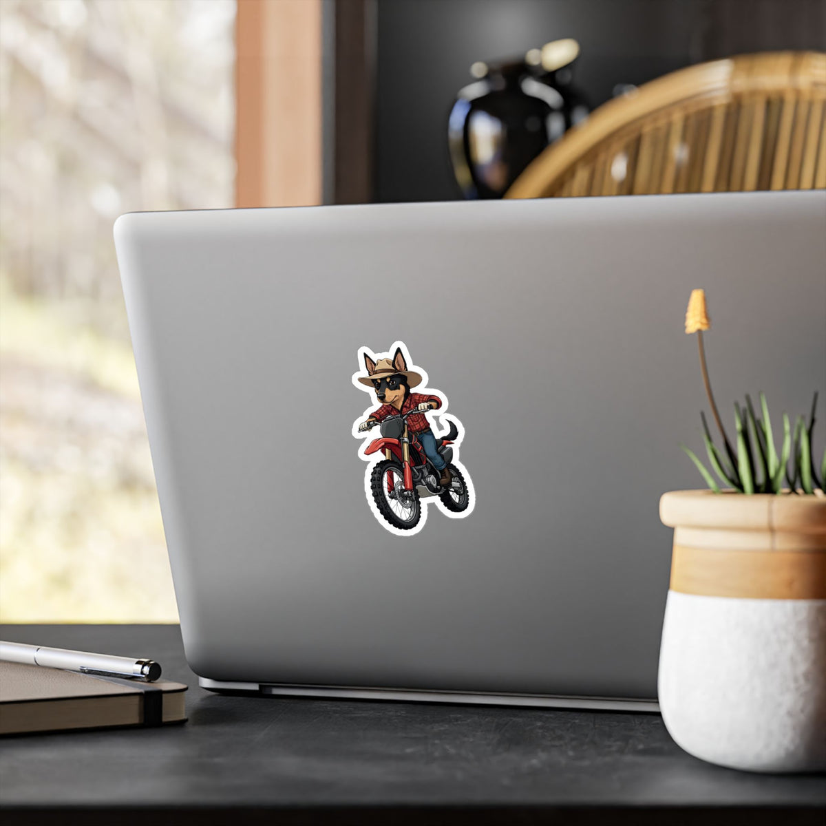 Dirt Bike Kelpie Vinyl Sticker — Kiss-Cut Decal for Helmets, Laptops & Water Bottles