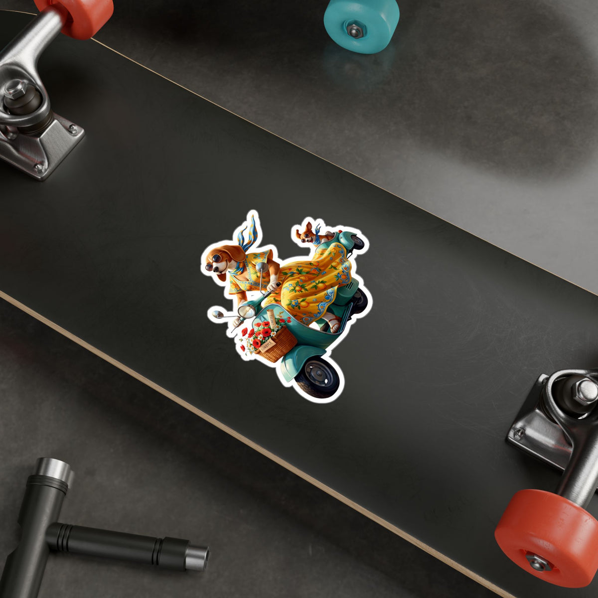 Amalfi Dolce Vita Dog Scooter Kiss-Cut Vinyl Decal