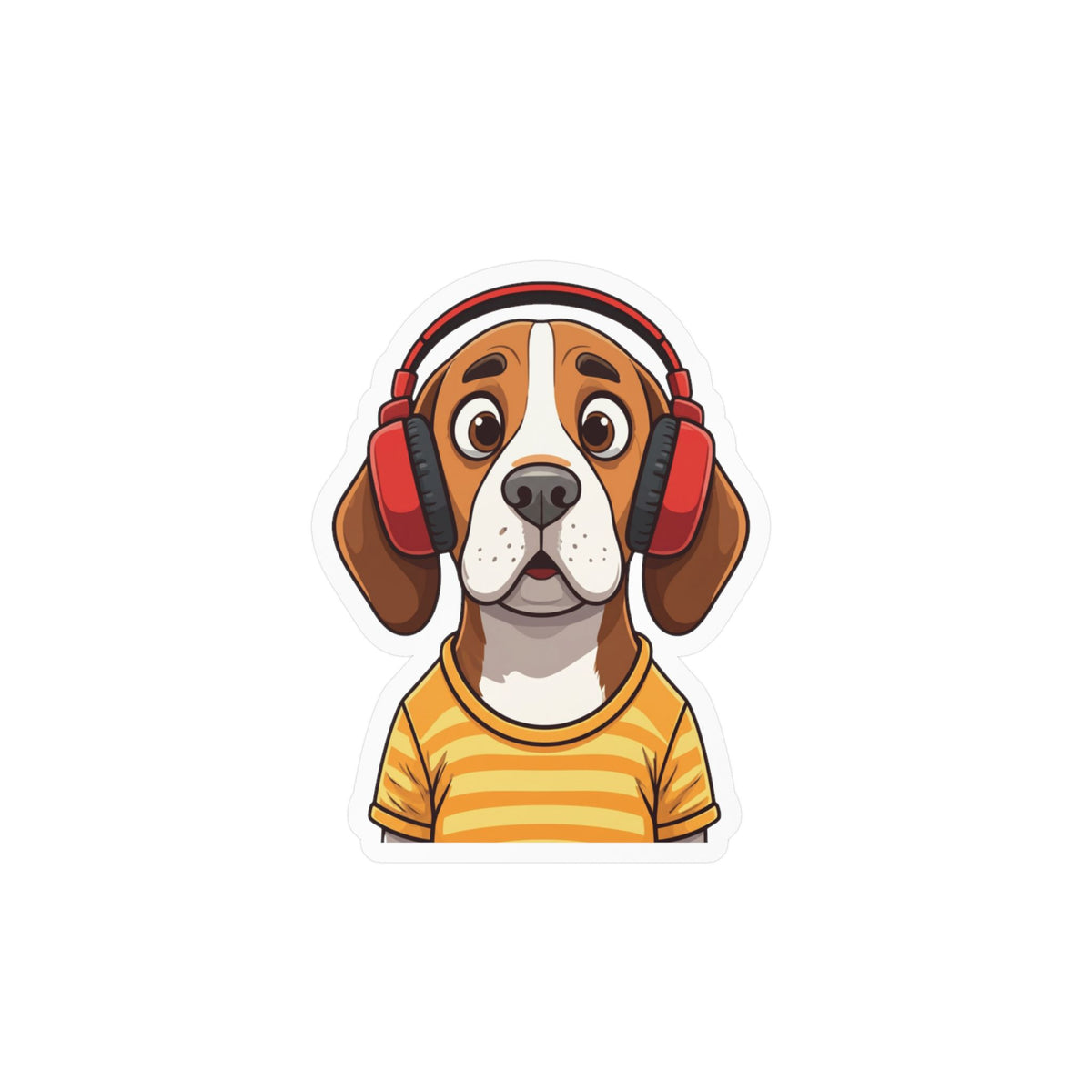 The Startled Hound - Beagle with Headphones Kiss-Cut Vinyl Sticker
