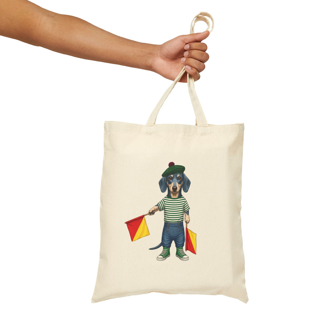 Semaphore Dachshund ‘B’ Heavyweight Canvas Tote Bag | Dispatches from Australia