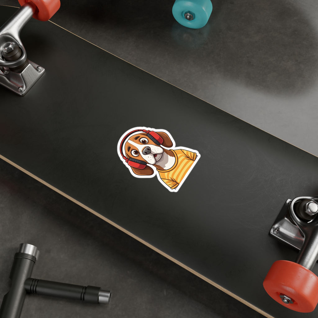 The Startled Hound - Beagle with Headphones Kiss-Cut Vinyl Sticker
