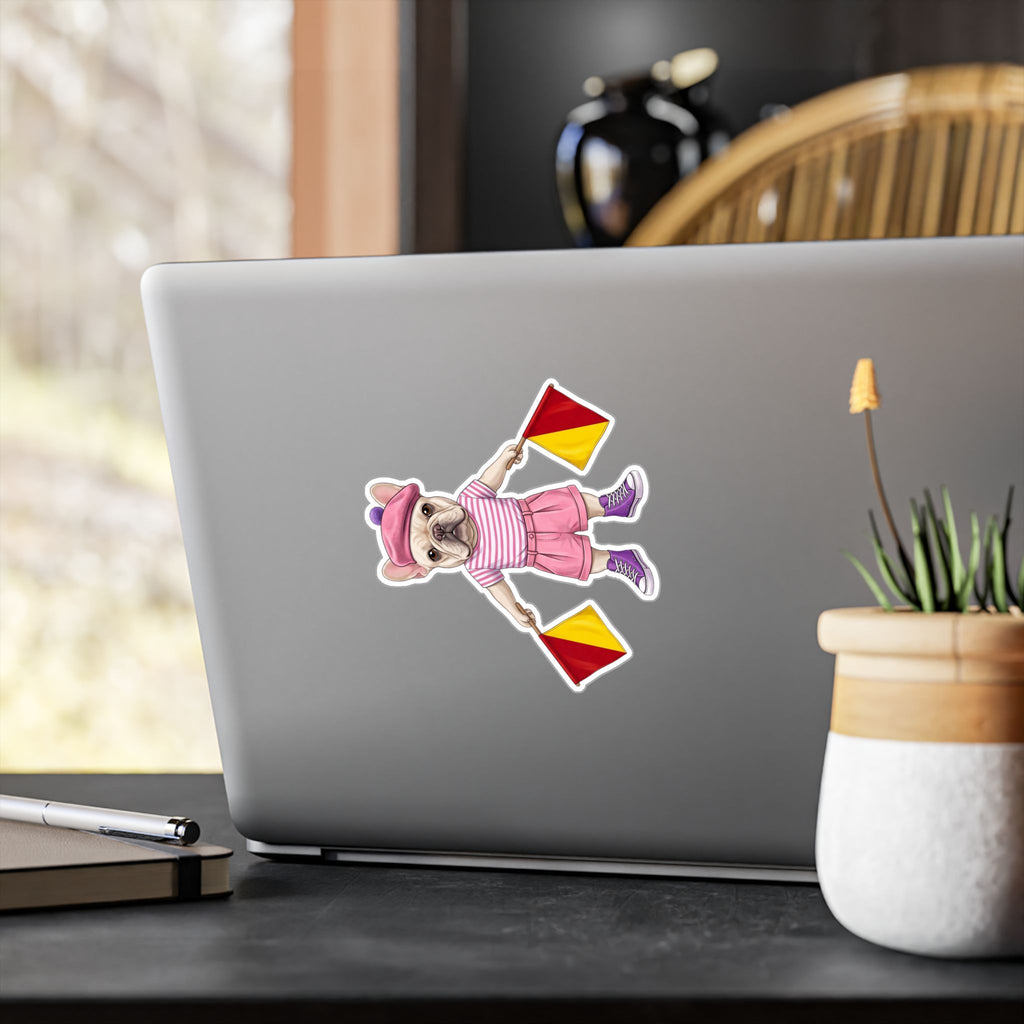 Semaphore Frenchie ‘A’ Kiss-Cut Vinyl Sticker | Wild Follies: Dispatches from Australia